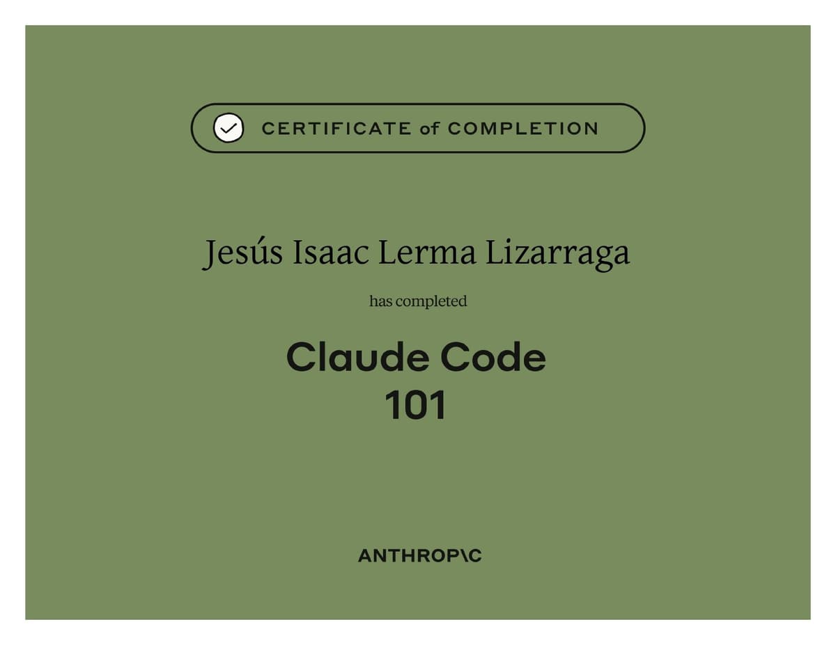 Claude Code 101 certificate