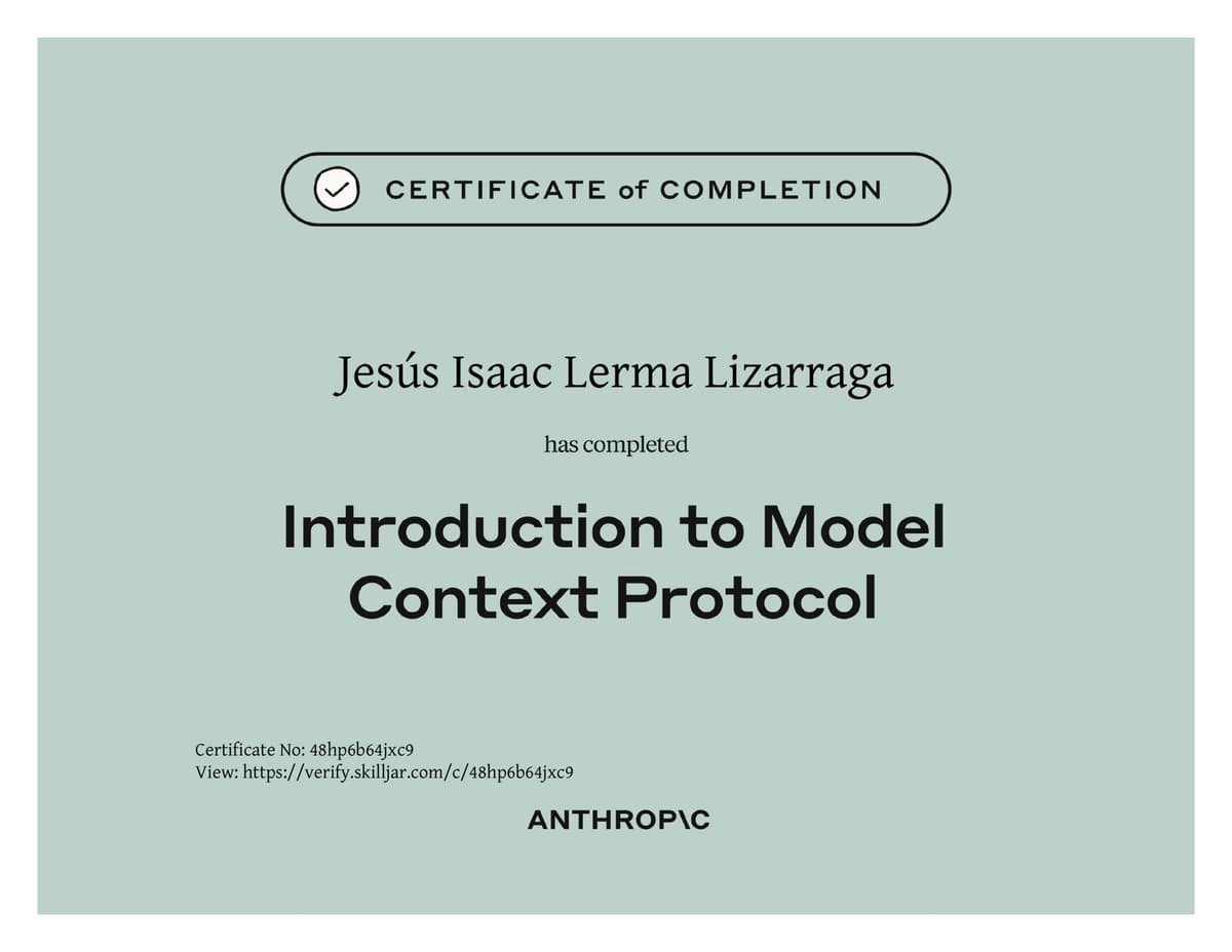 Introduction to Model Context Protocol certificate