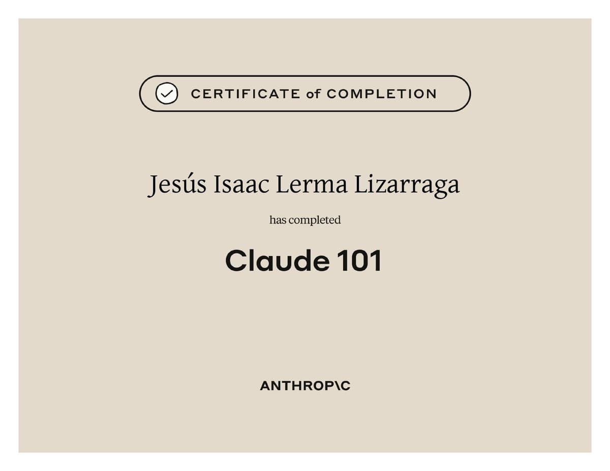 Claude 101 certificate
